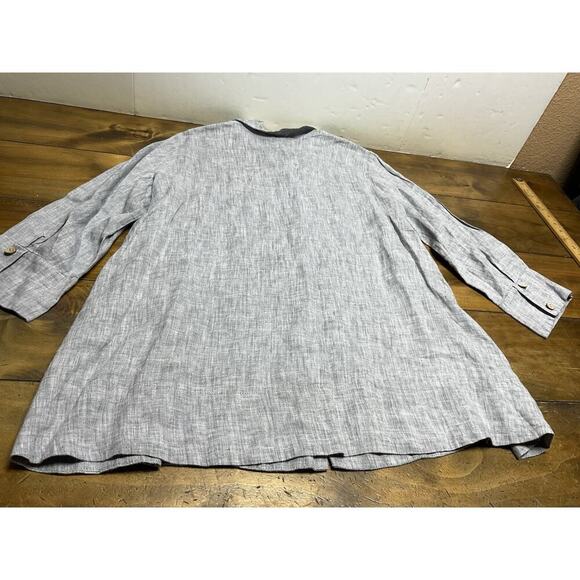 Yuvita Linen Gray Button Up Top Ladies Size Medium Tunic Lagenlook - Picture 13 of 13